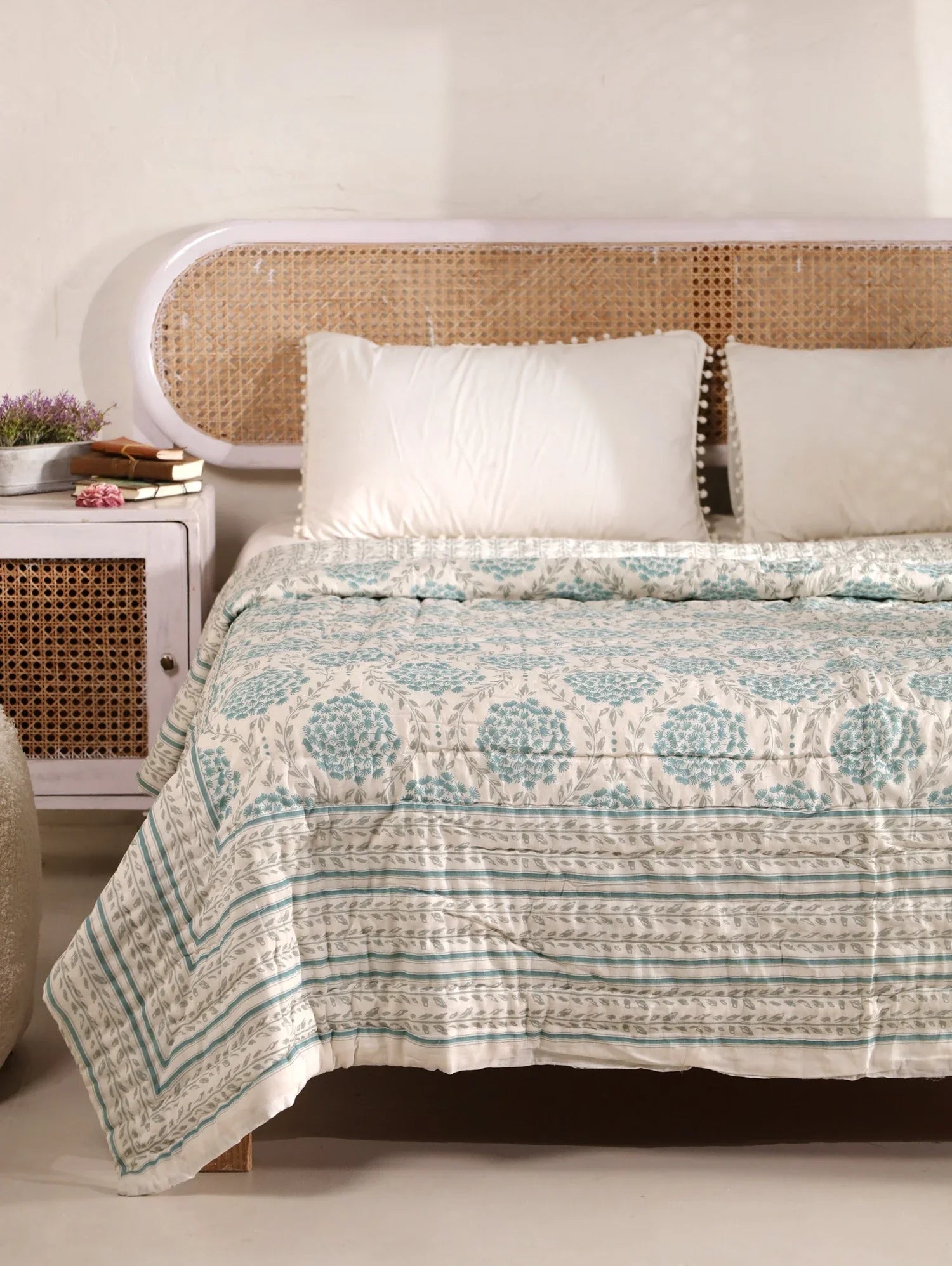 All Season Jaipuri Quilt | 100% Pure Cotton | Block Print | Double Bed - Rhea